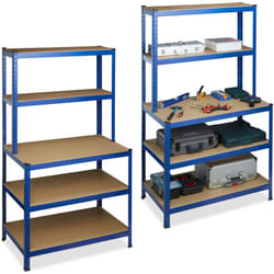 Relaxdays - Lot de 2 étagère charge lourde, garage, établi, 900 kg supporté, à clipser, 5 Niveaux, cave, 180 x 100 x 60 cm, bleu