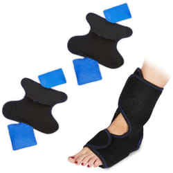 Relaxdays - Chevillère, lot de 2, attelle cheville, poches de gel, bandage pied chaud froid, protège-cheville, noir