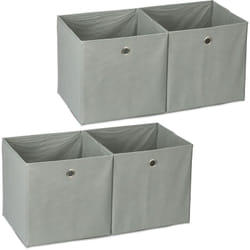 Relaxdays - 4x boîtes de rangement, carrées en tissu, Cubique, 30x30x30 cm, gris