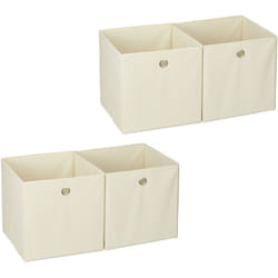 Relaxdays - 4x boîtes de rangement, carrées en tissu, Cubique, 30x30x30 cm, beige