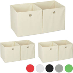 Relaxdays - 6x boîtes de rangement, carrées en tissu, Cubique, 30x30x30 cm, beige