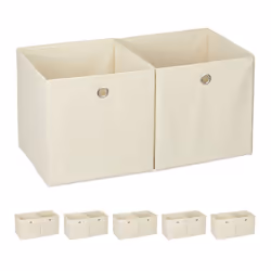 12x boîtes de rangement carrées  en tissu Cubique 30x30x30 cm beige