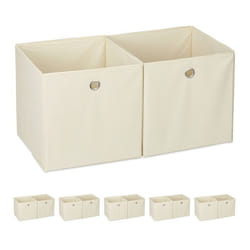 12x boîtes de rangement carrées  en tissu Cubique 30x30x30 cm beige