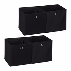 4x boîtes de rangement carrées  en tissu Cubique 30x30x30 cm noir