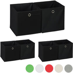 Relaxdays - 6x Boîtes de rangement, carrées en tissu, Cubique, 30x30x30 cm, noir