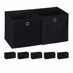 12x boîtes de rangement carrées en tissu Cubique 30x30x30 cm noir