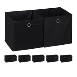 12x boîtes de rangement carrées  en tissu Cubique 30x30x30 cm noir