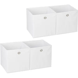 4x Boîtes de rangement, carrées en tissu, Cubique, 30x30x30 cm, blanc