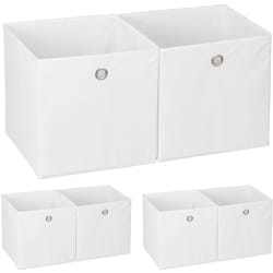 Relaxdays - 6x boîtes de rangement, carrées en tissu, Cubique, 30x30x30 cm, blanc