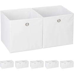 12x boîtes de rangement, carrées en tissu, Cubique, 30x30x30 cm, blanc