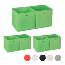 6x boîtes de rangement carrées en tissu Cubique 30x30x30 cm vert