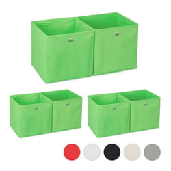 6x boîtes de rangement carrées  en tissu Cubique 30x30x30 cm vert