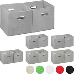 12x boîtes de rangement, sans couvercle, avec poignée, pliable, panier en tissu carré, 30 cm, à poser sur étagère, gris