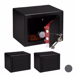 Coffre-fort avec clé lot de 3 Panneton double Fixation au mur ou au sol petit coffre-fort HLP: 17x23x17 noir