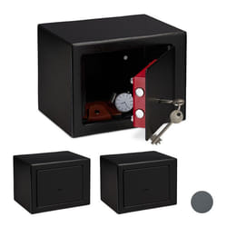 Coffre-fort avec clé lot de 3 Panneton double Fixation au mur ou au sol petit coffre-fort HLP: 17x23x17 noir
