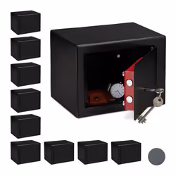 Coffre-fort avec clé lot de 10 Panneton double Fixation au mur ou au sol petit coffre-fort HLP: 17x23x17 noir