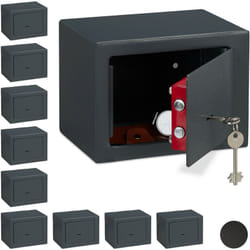 Relaxdays - Coffre-fort avec clé, lot de 10, Panneton double, Fixation mur ou sol, petit coffre-fort, hlp: 17x23x17, gris foncé