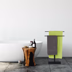 Relaxdays porte-serviettes, 2 barres, autonome, salle de bain, fer, valet de chambre double HLP: 82 x 50 x 19 cm, noir