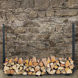 Relaxdays - Range-bûche intérieur, réglable, support bois de chauffage en acier, h x l x p 106 x 148-220 x 22 cm, noir