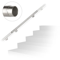 Relaxdays - Main courante, inox 304, extensible, intérieur & extérieur, 100 cm, ø 42 mm, avec fixation, rambarde, argenté