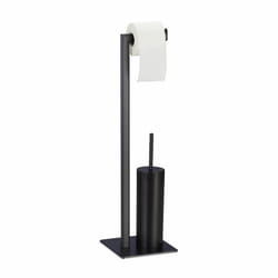 Relaxdays - ensemble avec brosse wc et dérouleur papier, vertical, set, accessoire salle de bain, 72,5 x 20 x 20 cm, noir