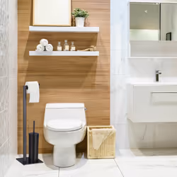 Relaxdays - ensemble avec brosse wc et dérouleur papier, vertical, set, accessoire salle de bain, 72,5 x 20 x 20 cm, noir