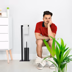 Relaxdays - ensemble avec brosse wc et dérouleur papier, vertical, set, accessoire salle de bain, 72,5 x 20 x 20 cm, noir