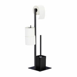 Relaxdays - brosse wc et dérouleur papier avec porte-rouleaux de rechange, vertical, salle de bain, hlp 72x25x20 cm, noir