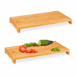 Relaxdays - Planche à découper, bambou, x2, convient pour aliments, antidérapant, récupère jus, xxl, hlp 5x52x29cm, nature