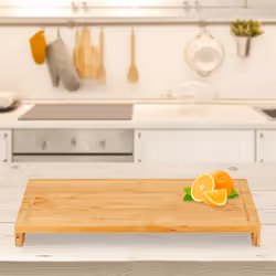Relaxdays - Planche à découper, bambou, x2, convient pour aliments, antidérapant, récupère jus, xxl, hlp 5x52x29cm, nature