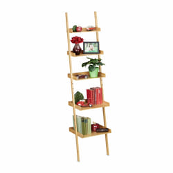 Relaxdays - tagère en bambou, 5 étages, salle de bain, cuisine, salon, étagère à placer au mur, 190 x 45 x 40 cm, nature