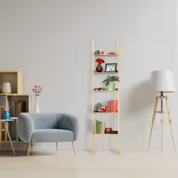 Relaxdays - tagère en bambou, 5 étages, salle de bain, cuisine, salon, étagère à placer au mur, 190 x 45 x 40 cm, nature