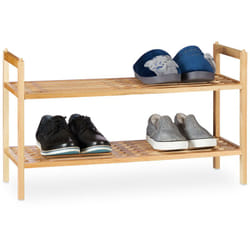 Relaxdays - tagère à chaussures, empilable, 2 niveaux, bois de noyer, jusqu'à 6 paires, hlp 41 x 69 x 27 cm, nature