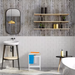 Panier à linge avec siège, de style campagnard, corbeille, bois et tissu, tabouret de bain HxlxP 55x41x41 cm - Relaxdays