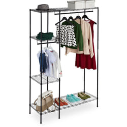Relaxdays - Armoire à vêtements ouverte, avec tringle, étagère autonome, métal, hlp 180 x 120 x 45 cm, noir