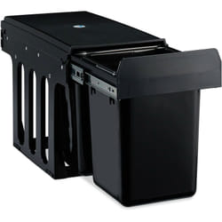 Relaxdays - poubelle encastrable coulissante, 2 bacs, système de trie pour le sous-évier, 2x8 l, 35,5 x 25 x 47 cm, noir