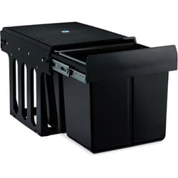 Relaxdays - poubelle encastrable coulissante, 2 bacs, système de trie pour le sous-évier, 2x15l, 35,1 x 34,3 x 48 cm, noir