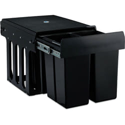Relaxdays - poubelle encastrable coulissante, 4 bacs, système de tri pour le sous-évier, 4x 8 l, 35,1 x 34,3 x 48 cm, noir