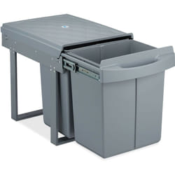 Relaxdays - poubelle encastrable coulissante, 2 bacs, système de tri pour sous-évier, 2x 20 l, 41,3 x 34 x 51,8 cm, gris