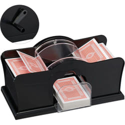 Relaxdays - Mélangeur de cartes, manuel, 2 jeux, avec manivelle, pour cartes à jouer jusqu'à 91 mm, plastique, noir