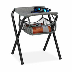 Tabouret de camping avec poche, pliant, sans dossier, pêche, jardin, chaise à transporter, 40x35x30 cm, gris - Relaxdays