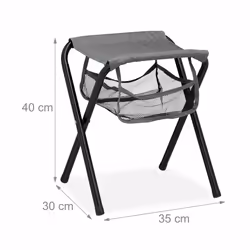 Tabouret de camping avec poche, pliant, sans dossier, pêche, jardin, chaise à transporter, 40x35x30 cm, gris - Relaxdays - Vue supplémentaire 4