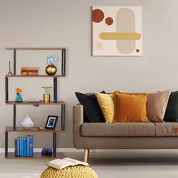 Relaxdays - Etagère, bibliothèque, design industriel, 5 supports, mdf et métal, HxlxP136x73x30cm,étagère droite, brun/noir - Vue supplémentaire 2
