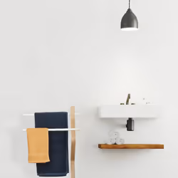 Porte-serviettes autonome, Support à torchons avec 2 barres, pour lavettes, bois & métal, blanc/naturel - Relaxdays