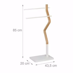 Porte-serviettes autonome, Support à torchons avec 2 barres, pour lavettes, bois & métal, blanc/naturel - Relaxdays - Vue supplémentaire 4