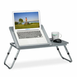 Relaxdays - Table pour ordinateur portable, hauteur réglable, pliable, surface de travail inclinable, 44x73x34,5 cm, gris