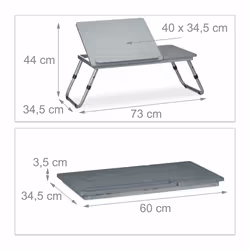Relaxdays - Table pour ordinateur portable, hauteur réglable, pliable, surface de travail inclinable, 44x73x34,5 cm, gris - Vue supplémentaire 4