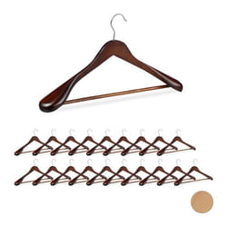 Cintre costume épaule large lot de 20 bois chemises Crochet 360 Traverse pantalon marron