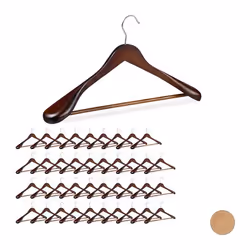 Cintre costume épaule large lot de 40 bois chemises Crochet 360 Traverse pantalon marron