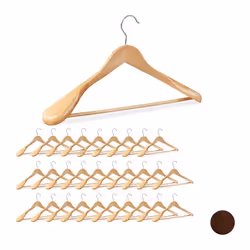 Cintre costume épaule large lot de 30 bois chemises crochet rotatif 360° traverse pantalon nature
